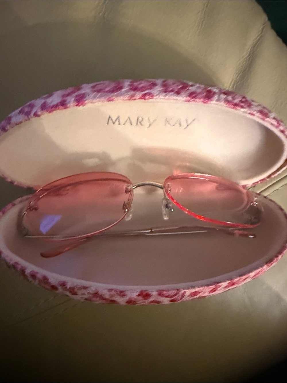 Mary Kay Pink Rimless Sunglasses with Matching Case